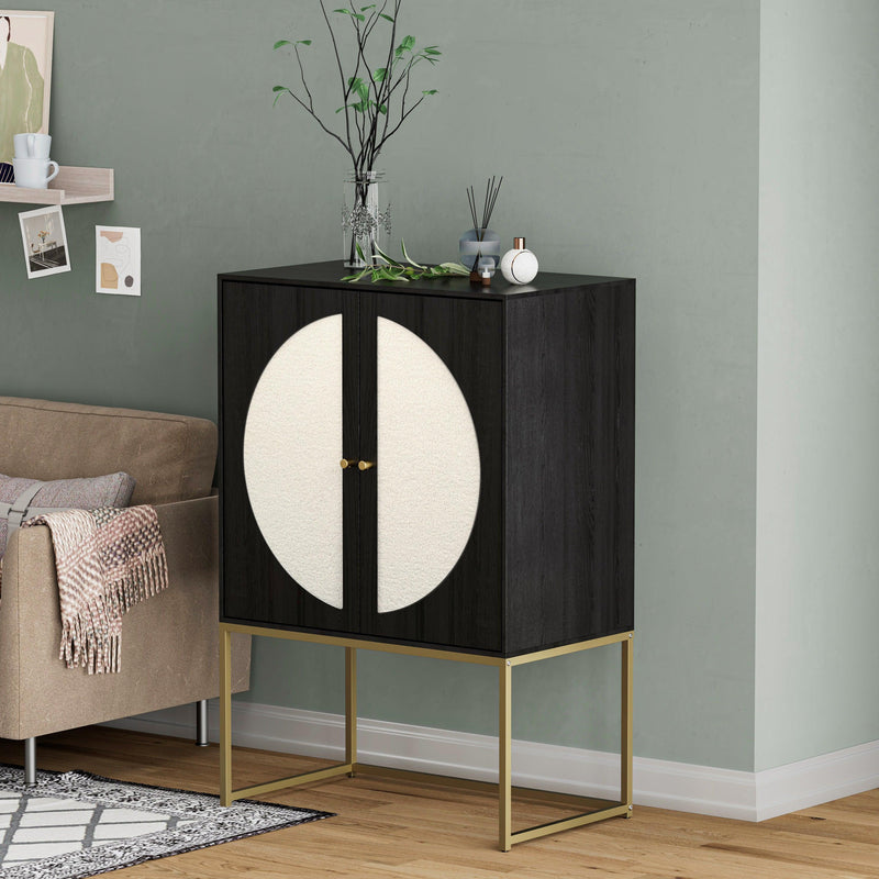 2 door high cabinet，adjustable shelf，Teddy fleece，Symmetrical semicircle design，Suitable for living room, bedroom, study - Urban Living Furniture (Los Angeles, CA)