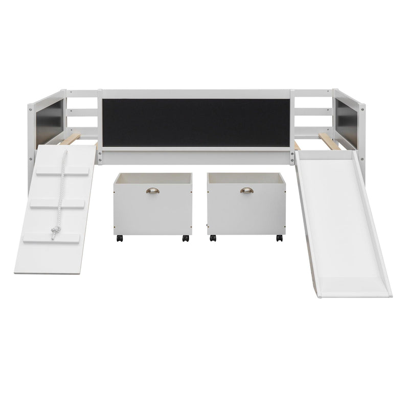 Twin size Loft Bed Wood Bed with TwoStorage Boxes - White - Urban Living Furniture (Los Angeles, CA)