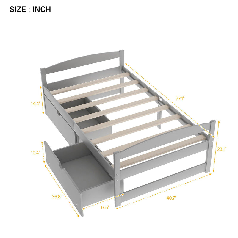 Twin size platform bed, with two drawers, gray - Urban Living Furniture (Los Angeles, CA)