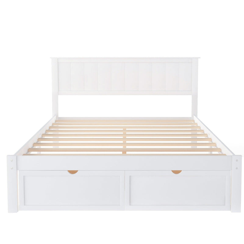 Full Size Platform Bed with Under-bed Drawers, White - Urban Living Furniture (Los Angeles, CA)