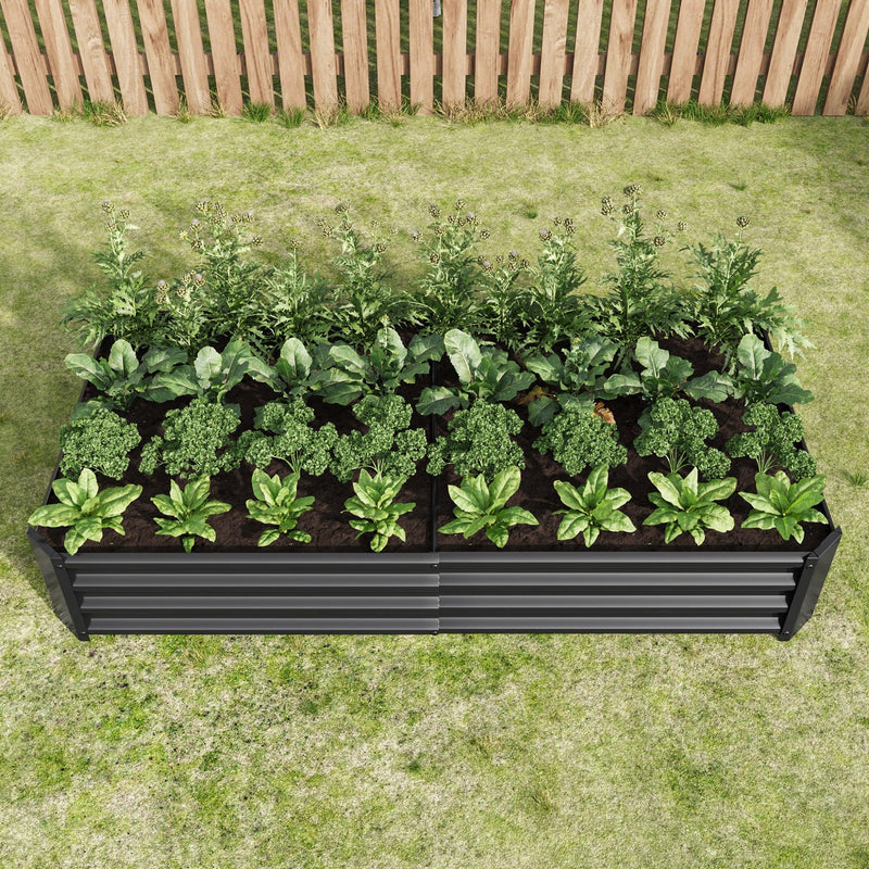 Raised Garden Bed Outdoor, 6×3×1ft , Metal Raised  Rectangle Planter Beds for Plants, Vegetables, and Flowers - Black - Urban Living Furniture (Los Angeles, CA)