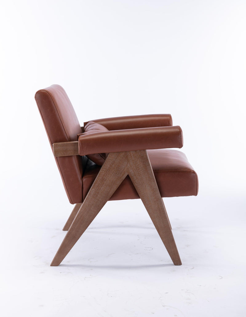 Accent chair, KD rubber wood legs with Walnut finish. PU leather cover the seat. With a cushion.Brown - Urban Living Furniture (Los Angeles, CA)