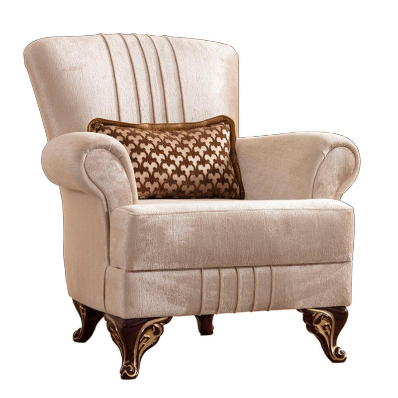 Carmen 3 Pc Made With Chenille Upholstery in Beige Color