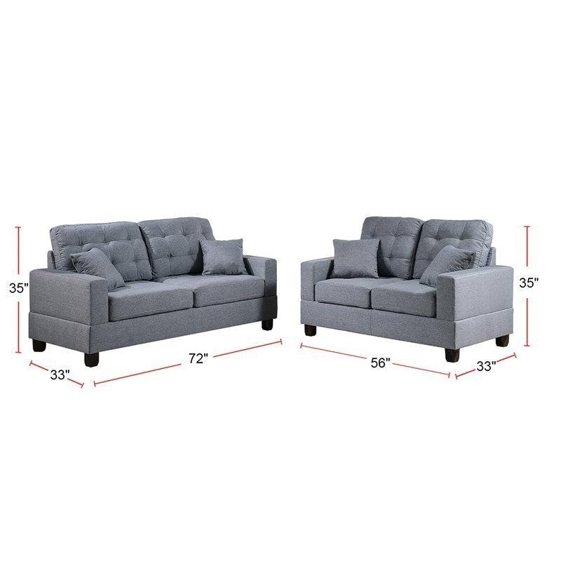 Living Room Furniture 2pc Sofa Set Grey Polyfiber Tufted Sofa Loveseat w Pillows Cushion Couch - Urban Living Furniture (Los Angeles, CA)