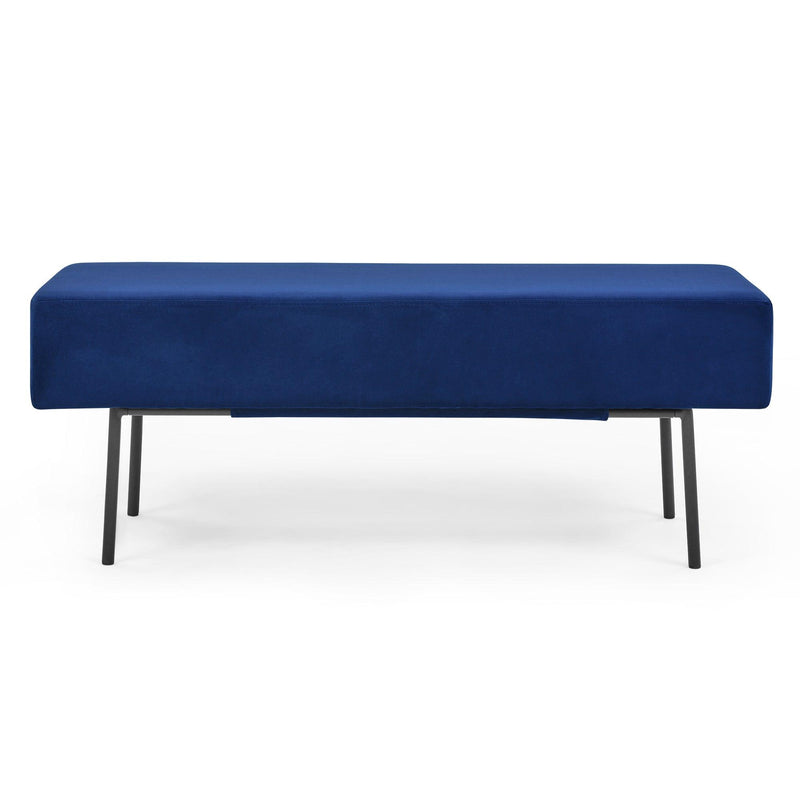 Contemporary Style Bedroom Velvet Upholstered Bench, Blue,( 45'' x13''x 17''）