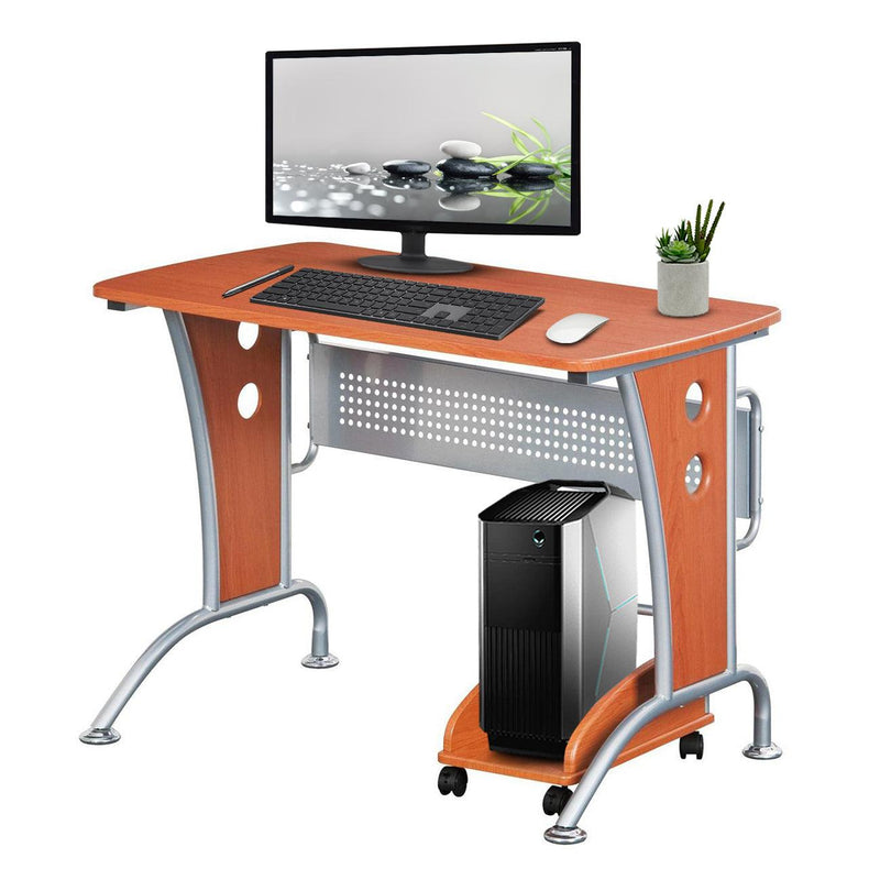 Techni MobiliModern  Computer Desk With Mobile CPU Caddy, Dark Honey - Urban Living Furniture (Los Angeles, CA)