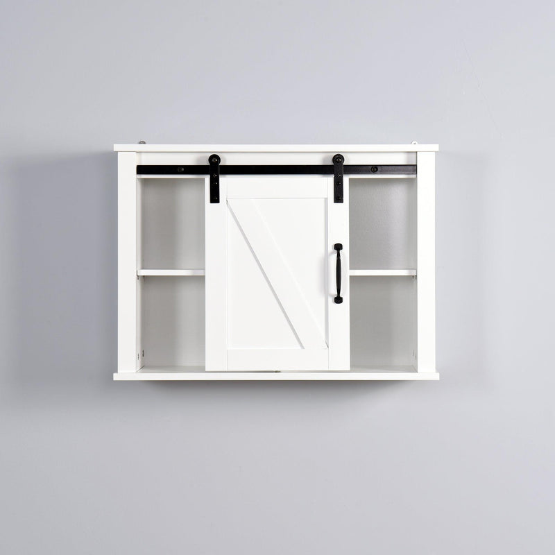 Bathroom Wall Cabinet with 2 Adjustable Shelves WoodenStorage Cabinet with a Barn Door 27.16x7.8x19.68 inch