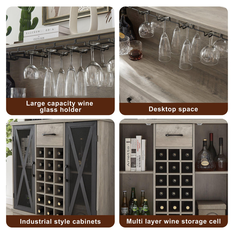 Wine cabinet （Grey，35.41’’W*13.39’’D*47.44’’H）