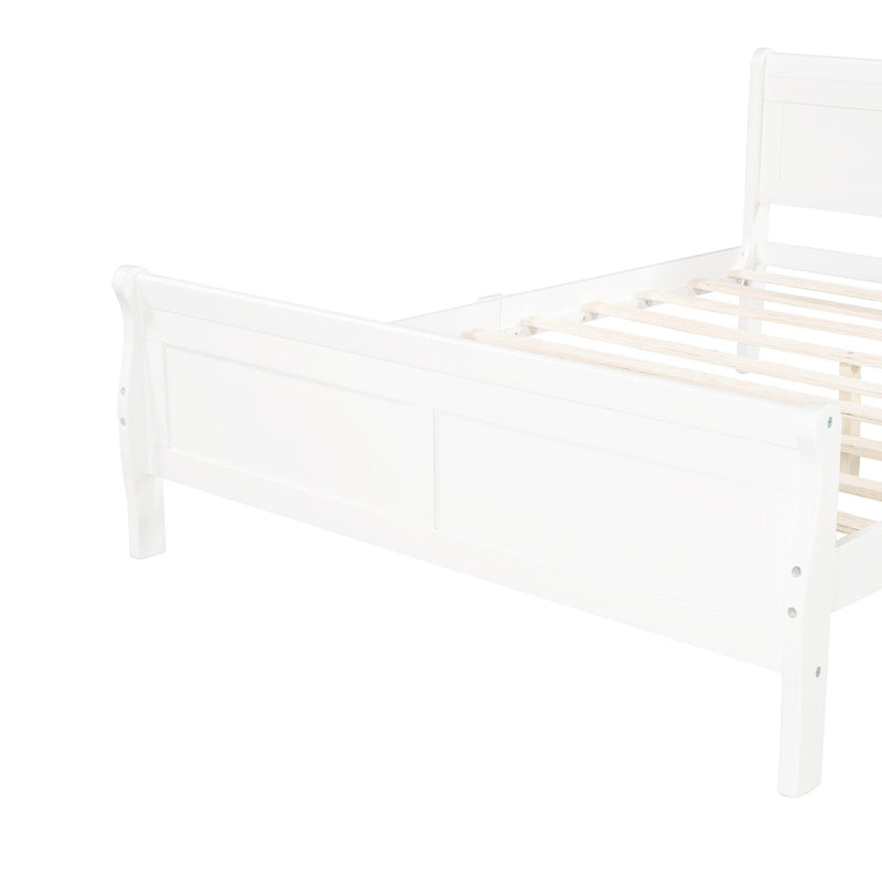 Full Size Wood Platform Bed with Headboard and Wooden Slat Support (White) - Urban Living Furniture (Los Angeles, CA)