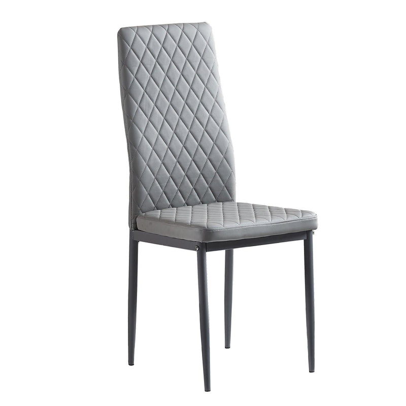 Light GrayModern minimalist dining chair leather sprayed metal pipe diamond grid pattern restaurant home conference chair set of 4 - Urban Living Furniture (Los Angeles, CA)