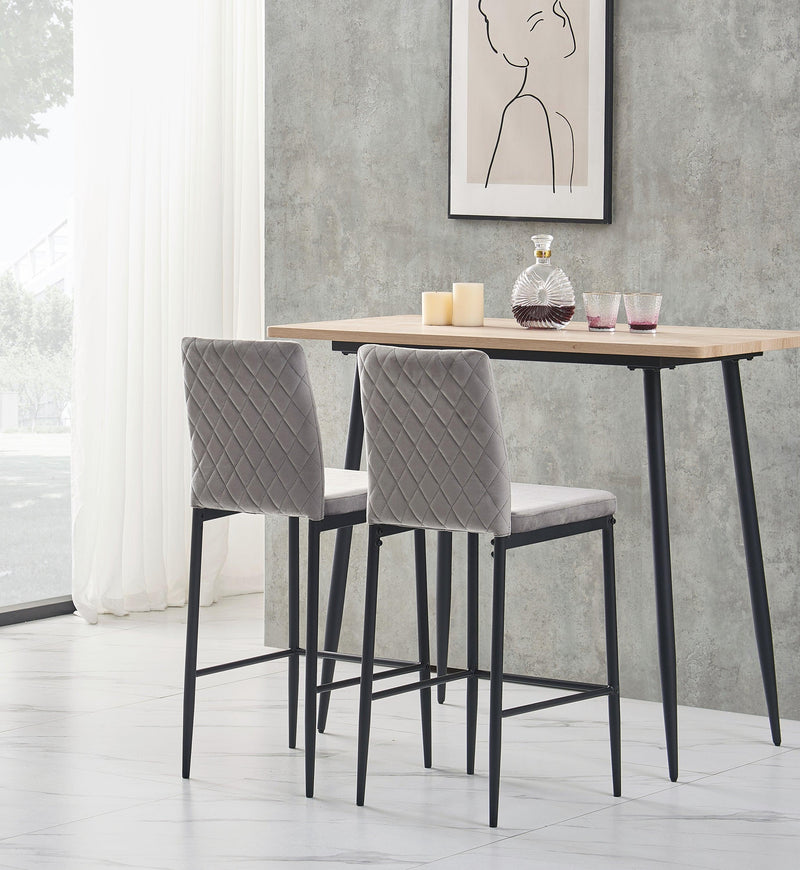 light gray bar stool, velvet stool,Modern bar chair, bar stool with metal legs, kitchen stool, dining chair, 2-piece set - Urban Living Furniture (Los Angeles, CA)