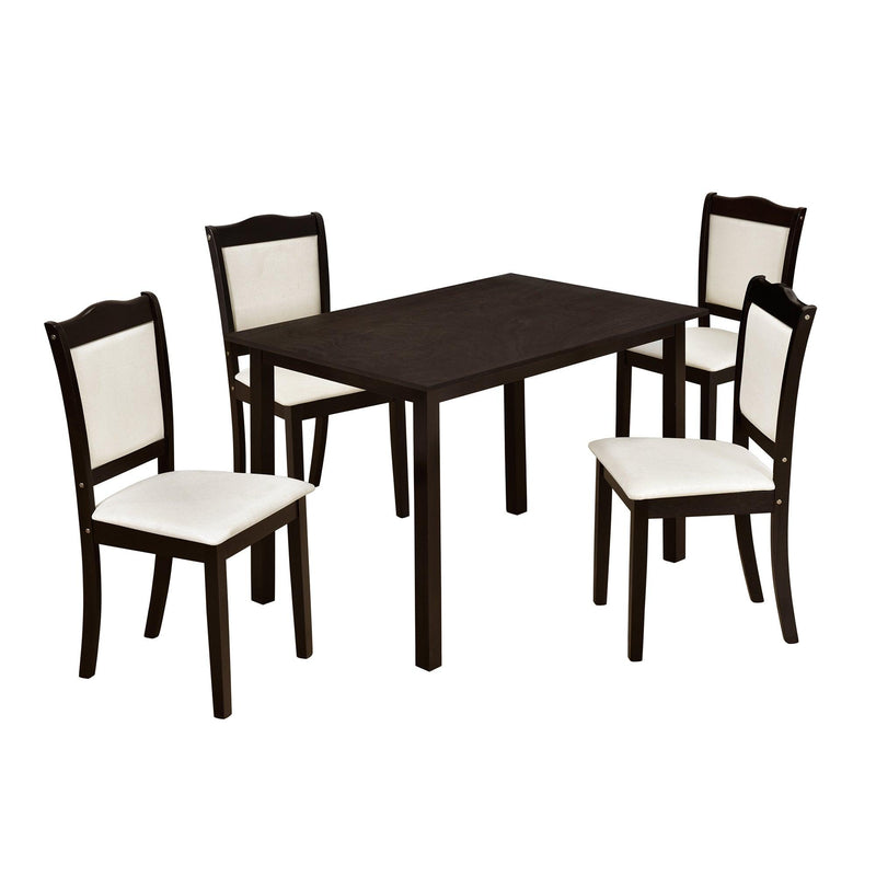 5-Piece Wood Dining Table Set Simple Style Kitchen Dining Set Rectangular Table with Upholstered Chairs for Limited Space (Espresso) - Urban Living Furniture (Los Angeles, CA)