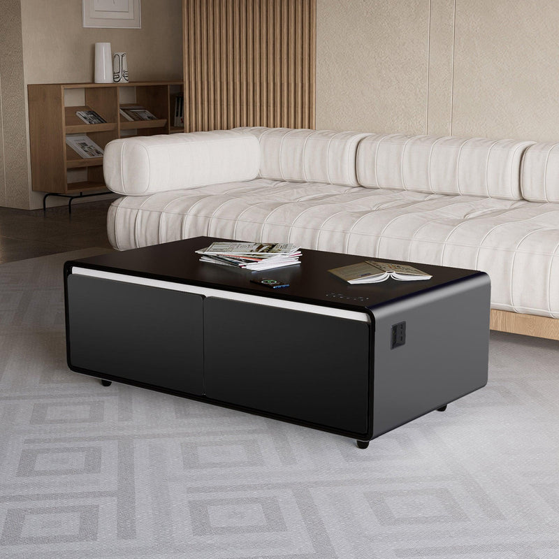 Modern Smart Coffee Table with Built-in Fridge, Bluetooth Speaker, Wireless Charging Module, Touch Control Panel, Power Socket, USB Interface, Outlet Protection, Atmosphere light, and More - Urban Living Furniture (Los Angeles, CA)