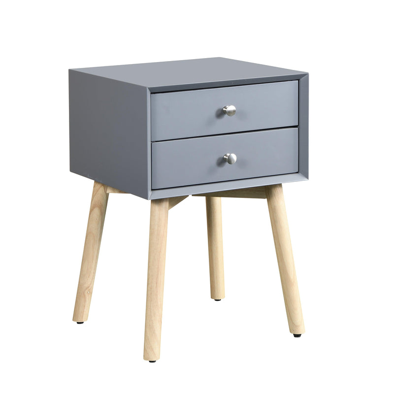 Side Table,Bedside Table with 2 Drawers and Rubber Wood Legs, Mid-CenturyModernStorage Cabinet for Bedroom Living Room, Gray - Urban Living Furniture (Los Angeles, CA)