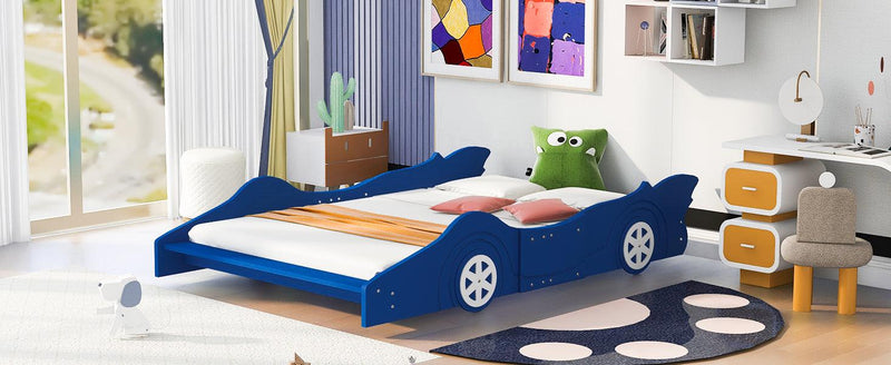 Full Size Race Car-Shaped Platform Bed with Wheels,Blue - Urban Living Furniture (Los Angeles, CA)