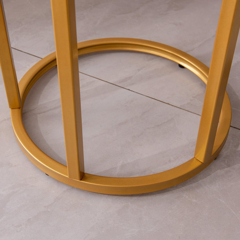 Modern C-shaped end/side table,Golden metal frame with round marble color top-15.75” - Urban Living Furniture (Los Angeles, CA)