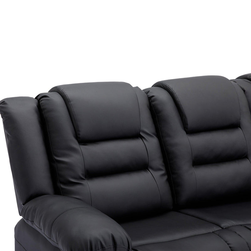 Home Theater Seating Manual Recliner with Center Console, PU Leather Reclining Sofa for Living Room,Black - Urban Living Furniture (Los Angeles, CA)