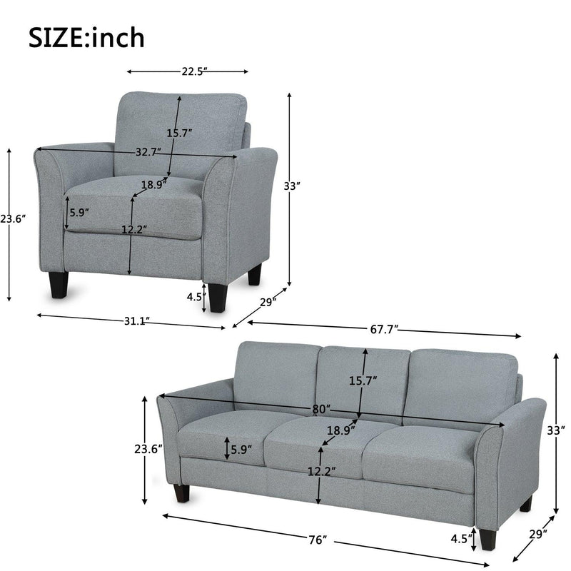 Living Room Furniture chair  and 3-seat Sofa (Gray) - Urban Living Furniture (Los Angeles, CA)