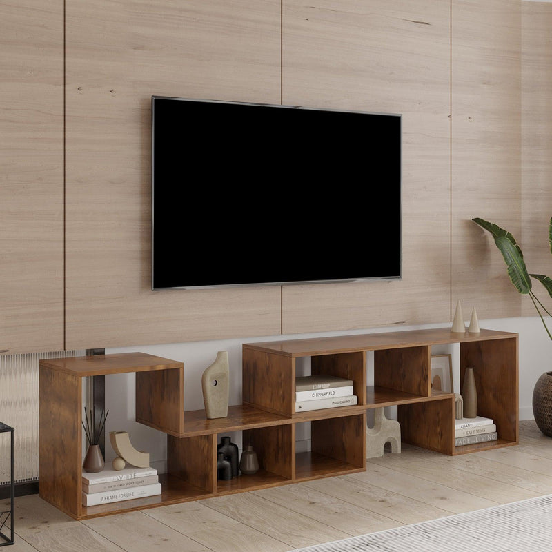 Double L-Shaped TV Stand，Display Shelf ，Bookcase for Home Furniture,Walnut - Urban Living Furniture (Los Angeles, CA)