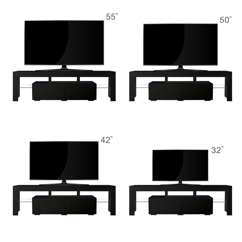 Modern Black TV Stand, 20 Colors LED TV Stand w/Remote Control Lights - Urban Living Furniture (Los Angeles, CA)