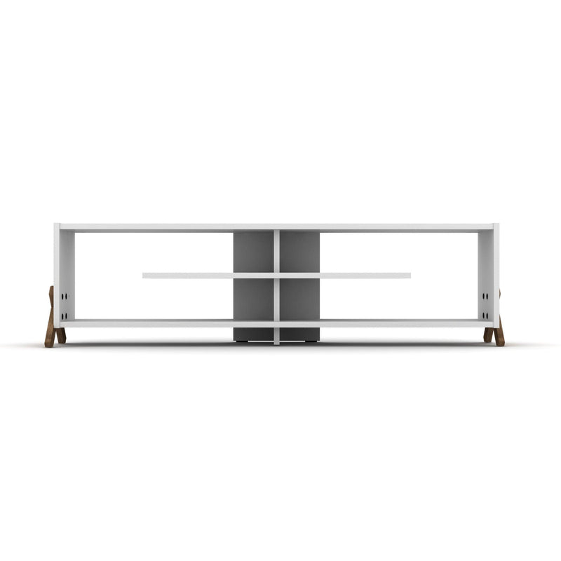 Mid CenturyModern Tv Stand 4 Shelves OpenStorage Wood Legs Entertainment Centre 57 inch Low Tv Unit, Walnut/White - Urban Living Furniture (Los Angeles, CA)