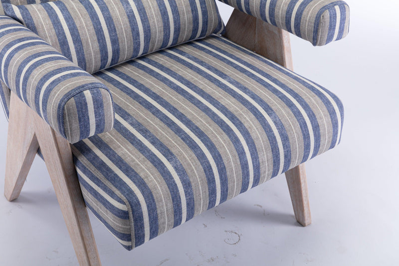 Accent chair, KD rubber wood legs with black finish. Fabric cover the seat. With a cushion.Blue Stripe - Urban Living Furniture (Los Angeles, CA)