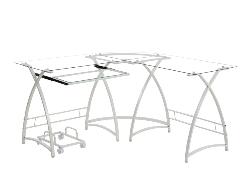 ACME Dazenus Computer Desk in Clear Glass & White Finish OF00040 - Urban Living Furniture (Los Angeles, CA)