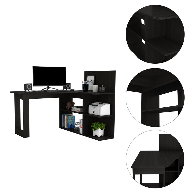 Fairfield 4-Shelf L-Shaped Computer Desk Black Wengue - Urban Living Furniture (Los Angeles, CA)