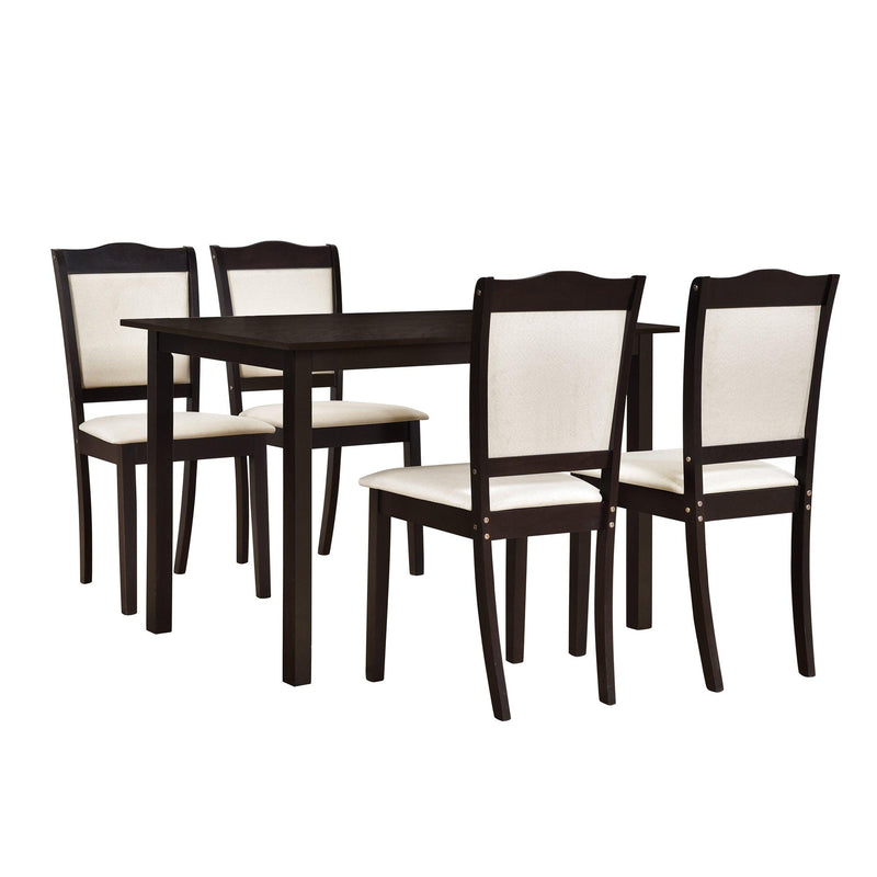 5-Piece Wood Dining Table Set Simple Style Kitchen Dining Set Rectangular Table with Upholstered Chairs for Limited Space (Espresso) - Urban Living Furniture (Los Angeles, CA)