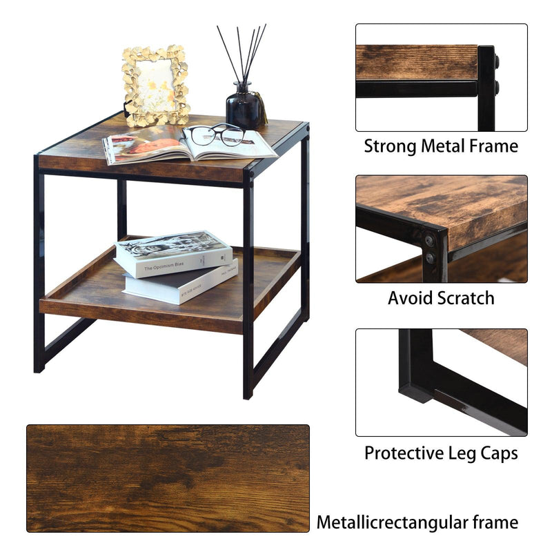 Rustic 2-tier Side Table Sofa Table Nightstand for Bedroom, Living Room - Urban Living Furniture (Los Angeles, CA)