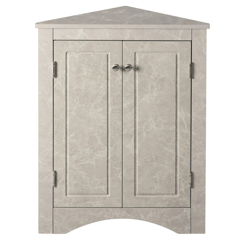 White Marble Triangle BathroomStorage Cabinet with Adjustable Shelves, Freestanding Floor Cabinet for Home Kitchen - Urban Living Furniture (Los Angeles, CA)