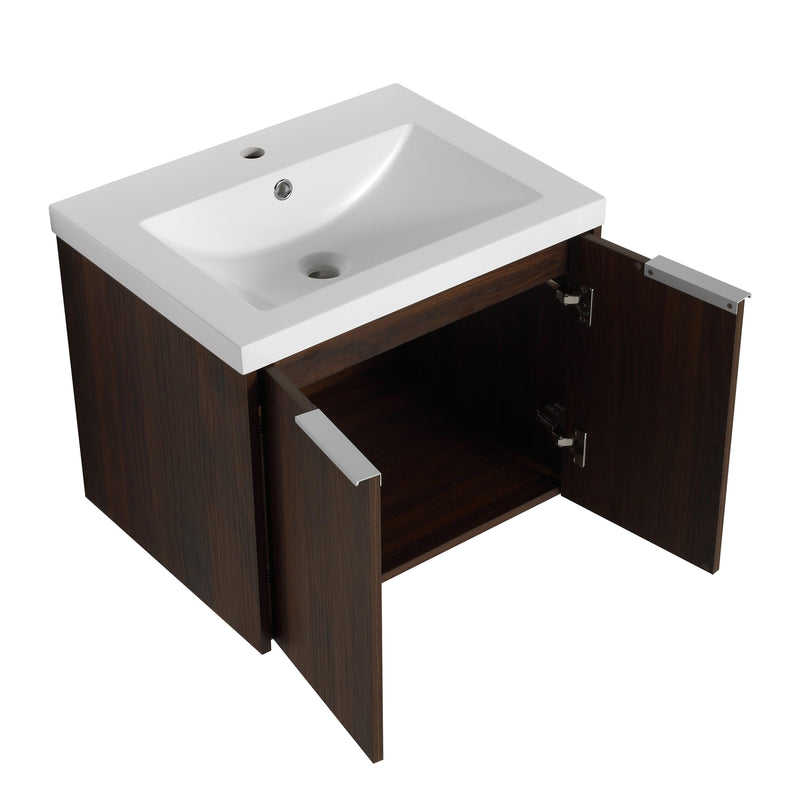 Bathroom Cabinet With Sink,Soft Close Doors,Float Mounting Design,24 Inch For Small Bathroom,24x18-00624CAW（KD-Packing）