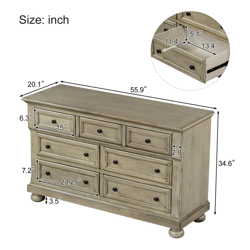 3 Pieces Nursery Sets Traditional Farmhouse Style Full Bed + Nightstand +Dresser,Stone Gray - Urban Living Furniture (Los Angeles, CA)