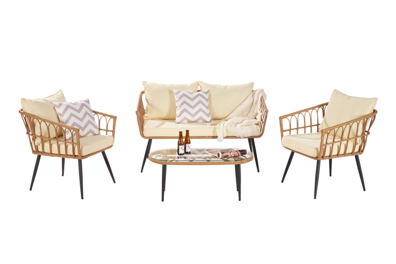 Outdoor Garden Rattan Furniture Sofa Set 3 Pieces Sofa And 1 Piece Table - Urban Living Furniture (Los Angeles, CA)