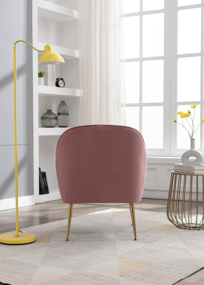 Modern Ergonomics Soft Velvet Fabric Material Accent Chair With Gold Legs And Adjustable Feet Screws For Indoor Home Living Room,Pink - Urban Living Furniture (Los Angeles, CA)