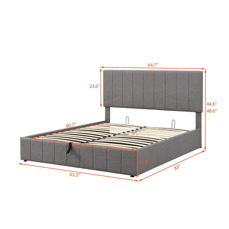 Queen size Upholstered Platform bed with a HydraulicStorage System - Gray - Urban Living Furniture (Los Angeles, CA)