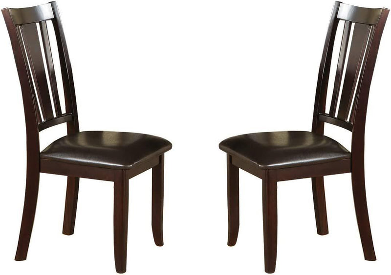 Simple Contemporary Set of 2 Side Chairs Brown Finish Dining Seating Cushion Chair Unique Design Kitchen Dining Room Faux Leather Seat - Urban Living Furniture (Los Angeles, CA)