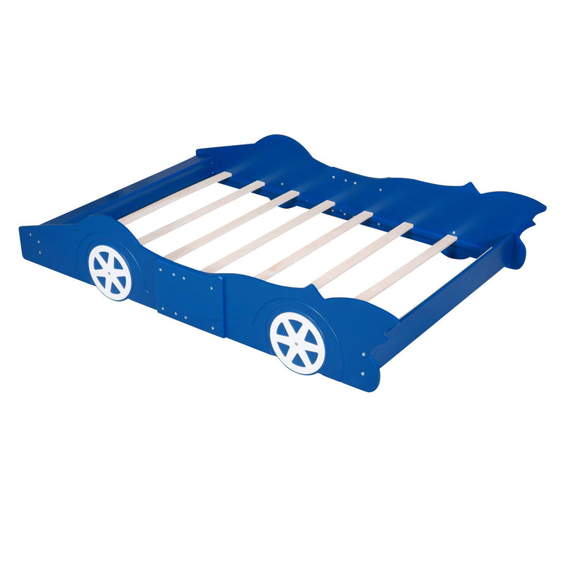 Full Size Race Car-Shaped Platform Bed with Wheels,Blue - Urban Living Furniture (Los Angeles, CA)