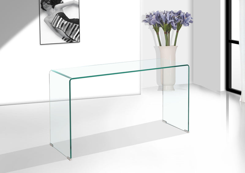 Glass Console Table, Transparent Tempered  Glass Console Table with Rounded Edges Desks, Sofa Table - Urban Living Furniture (Los Angeles, CA)