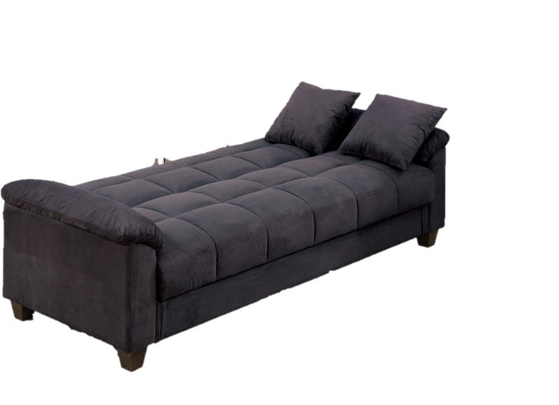 Contemporary Living Room Adjustable Sofa Ebony Microfiber Couch PlushStorage Couch 1pc Futon Sofa w Pillows - Urban Living Furniture (Los Angeles, CA)