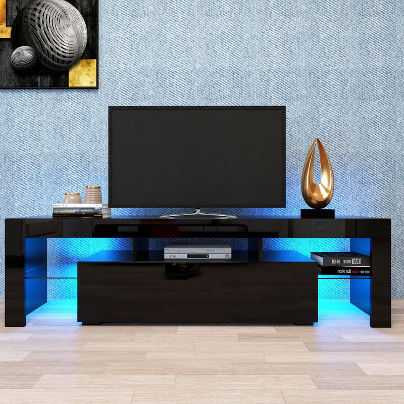 Modern Black TV Stand, 20 Colors LED TV Stand w/Remote Control Lights - Urban Living Furniture (Los Angeles, CA)