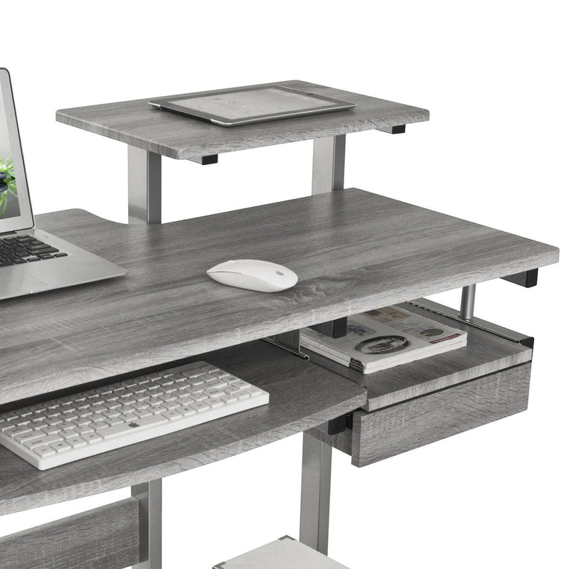 Techni Mobili Complete Computer Workstation Desk, Grey