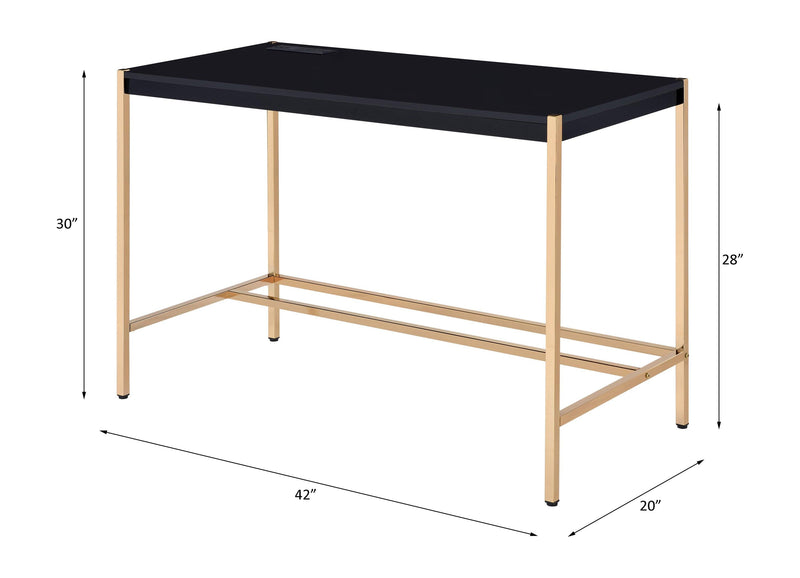 ACME Midriaks Writing Desk w/USB Port in Black & Gold Finish OF00021 - Urban Living Furniture (Los Angeles, CA)