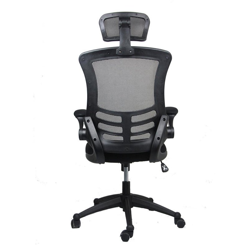 Techni MobiliModern High-Back Mesh Executive Office Chair with Headrest and Flip-Up Arms, Black