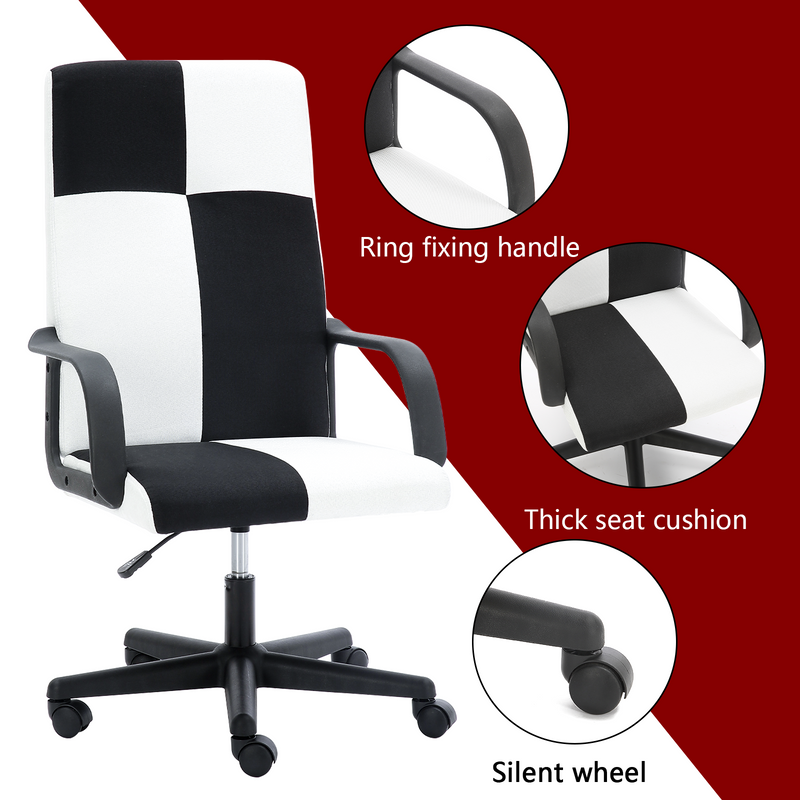 Chessboard office chair, office chair with adjustable backrest armrest, suitable for office, dormitory and study (black and white) - Urban Living Furniture (Los Angeles, CA)