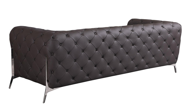 Global United Transitional Top Grain 100% Italian Leather Upholstered Sofa