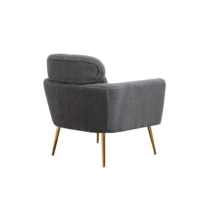 29.5"WModern Boucle Accent Chair Armchair Upholstered Reading Chair Single Sofa Leisure Club Chair with Gold Metal Leg and Throw Pillow for Living Room Bedroom Dorm Room Office, Gray Boucle - Urban Living Furniture (Los Angeles, CA)