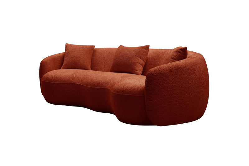 Mid CenturyModern Curved Sofa,  Boucle Fabric Couch for Bedroom, Office, Apartment, Orange - Urban Living Furniture (Los Angeles, CA)