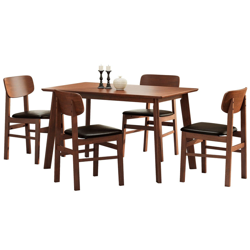 5 Pieces Dining Table Set 1 Dining Table and 4 Chairs Rustic Retro Solid RubberWood Table and Breakfast Upholstered Stools for Home Kitchen Dining Room - Urban Living Furniture (Los Angeles, CA)