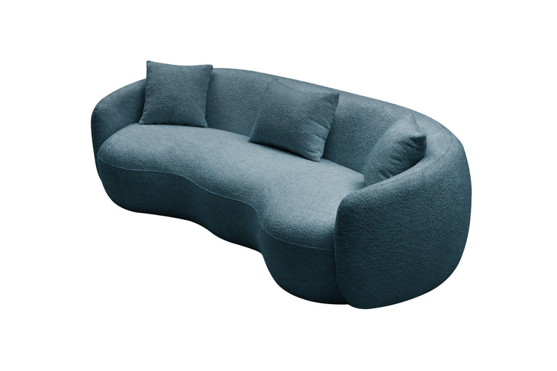 Modern Curved Sofa,  Boucle Fabric Couch for Bedroom, Office, Apartment，Blue - Urban Living Furniture (Los Angeles, CA)